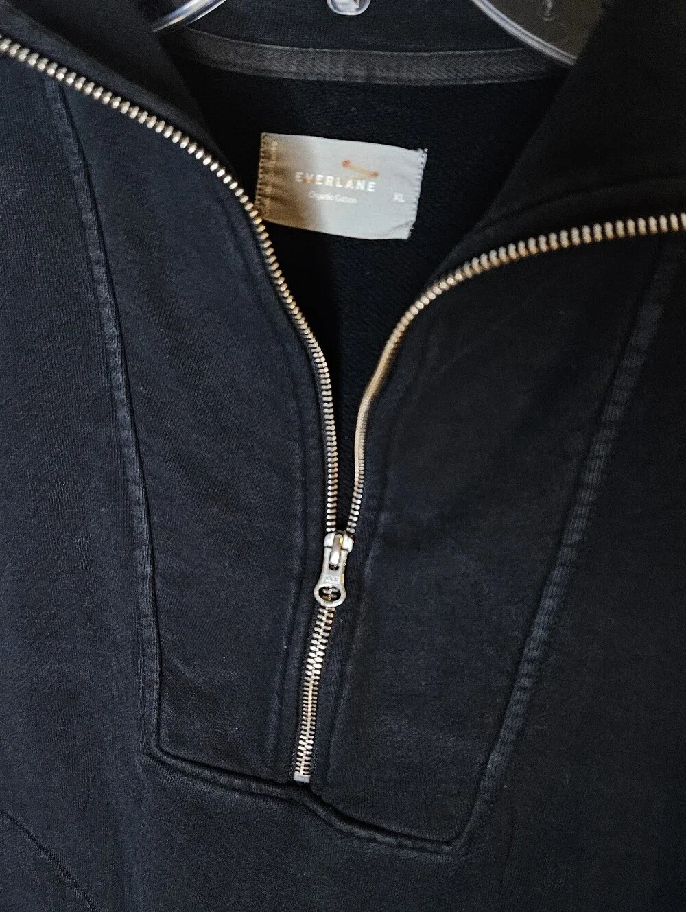 Everlane Organic Cotton The Track Half-Zip Sweatshirt Blue Pullover Size XL